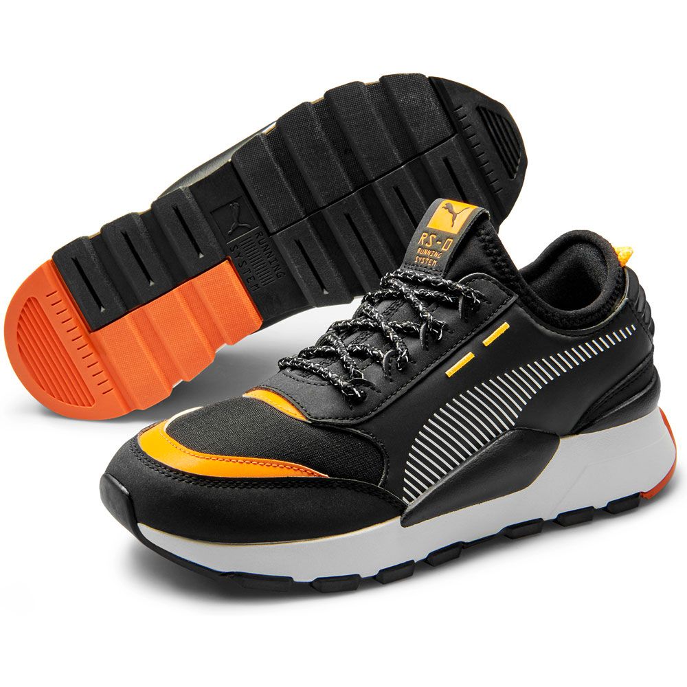 black and orange sneakers