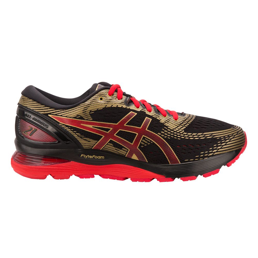 mens red asics trainers