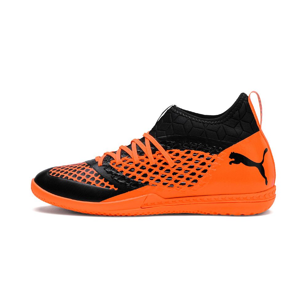 puma black orange shoes