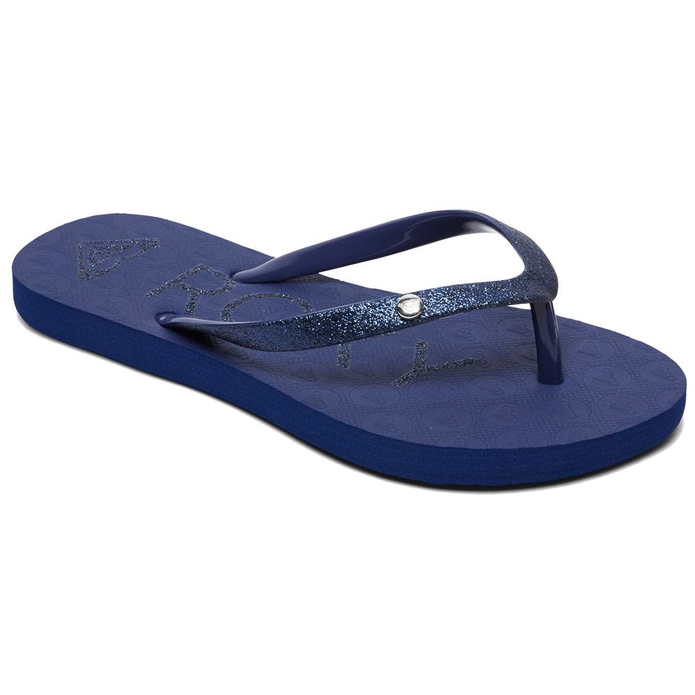 blue sparkly flip flops