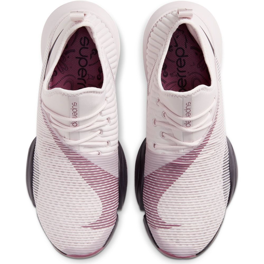 nike training air zoom superrep trainers in rose gold and burgundy